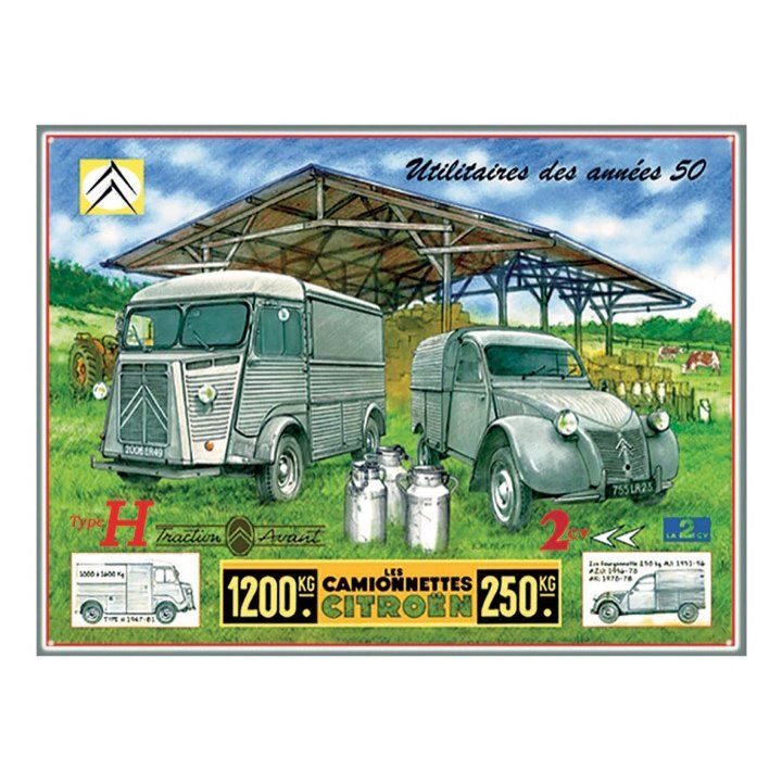 Plaque Métal Publicitaire Vintage " Citroën Utilitaires à la Ferme "