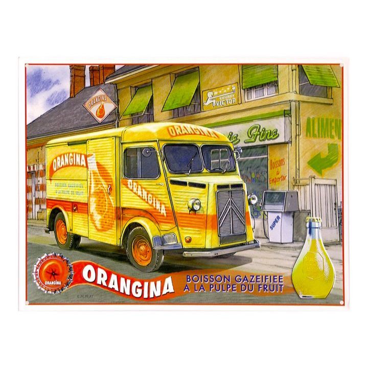 Plaque Métal Publicitaire Vintage " Citroën  HY Orangina "