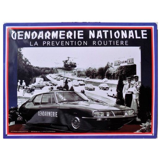 Plaque Métal Publicitaire Vintage "SM Gendarmerie Nationale"