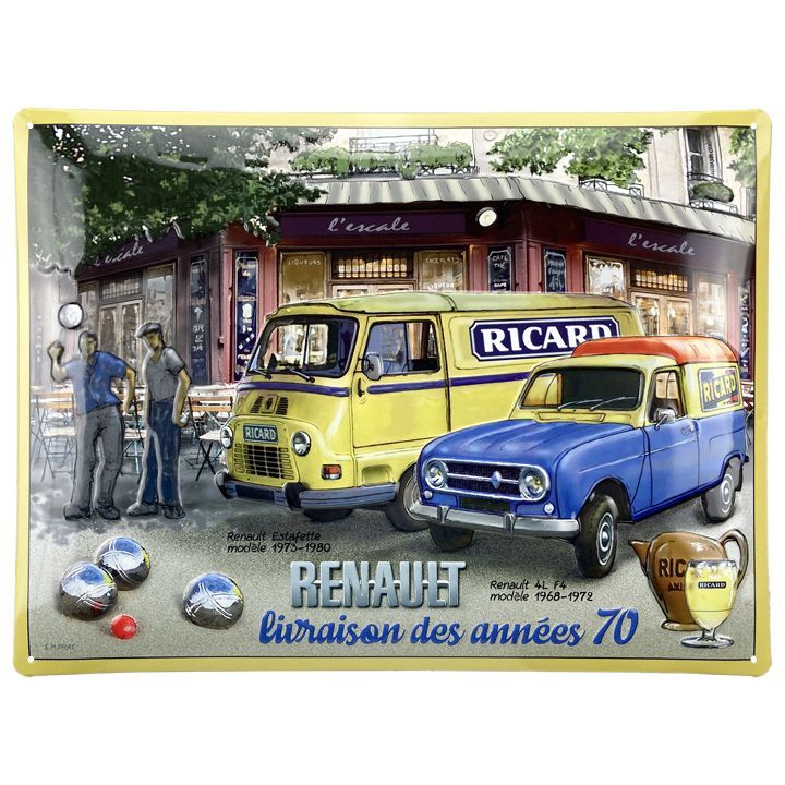 Plaque Métal Publicitaire Vintage "Renault Livraison des années 70"
