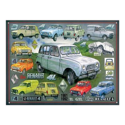 Plaque Métal Publicitaire Vintage " Renault 4L de 1961 à 1992"