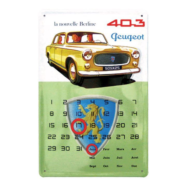 Calendrier  Métal Publicitaire Vintage " Peugeot 403"
