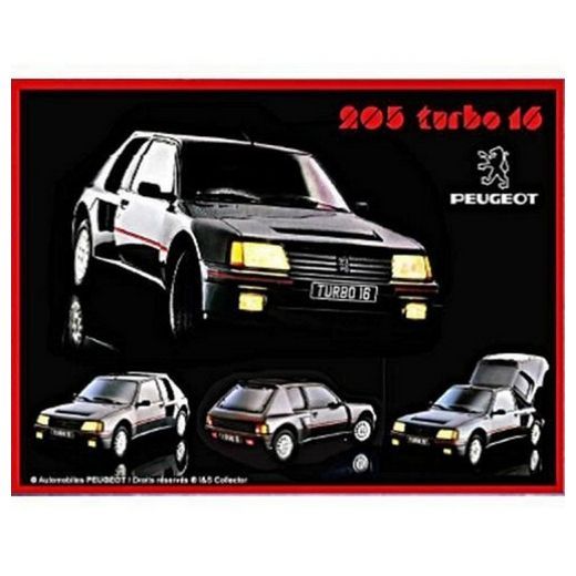 Plaque Métal Publicitaire Vintage " Peugeot 205 Turbo"