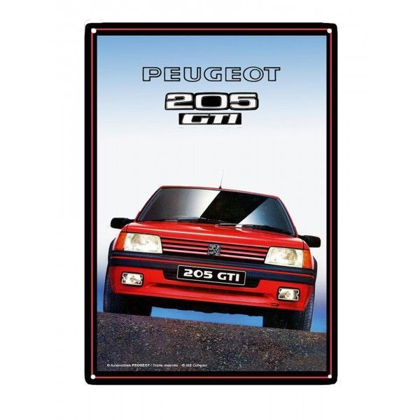 Plaque Métal Publicitaire Vintage " Peugeot 205 GTI "