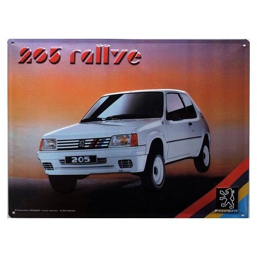 Plaque Métal Publicitaire Vintage " Peugeot 205 Rallye"
