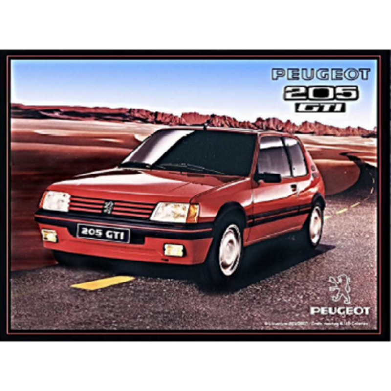 Plaque Métal Publicitaire Vintage "Peugeot 205 GTI "
