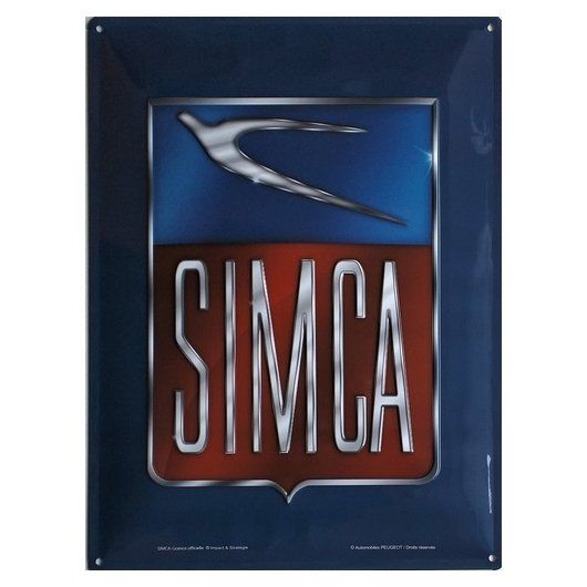 Plaque en Métal Publicitaire Vintage " Simca"