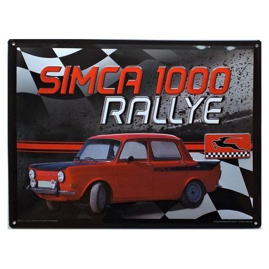 Plaque Métal Publicitaire Vintage " Simca 1000 Rallye"