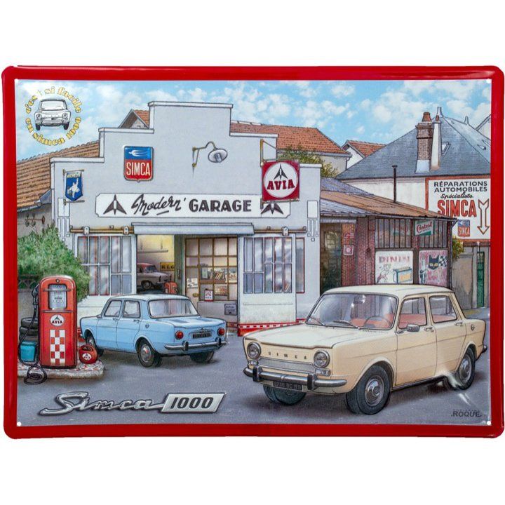 Plaque Métal Publicitaire Vintage " Simca 1000 "