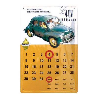 Calendrier en Métal Perpétuel "Renault 4CV "