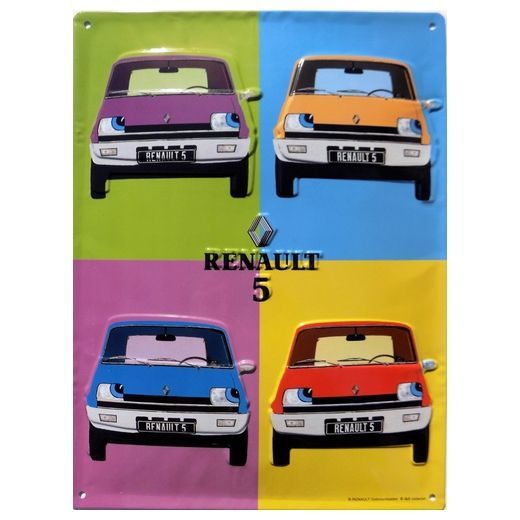 Plaque Métal Publicitaire Vintage " Renault R5 Pop Art  Andy Warhol "