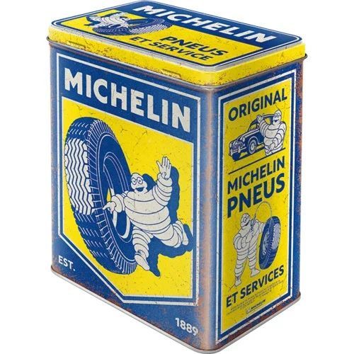 Boîte de conservation en métal façon vieillit  "Michelin "