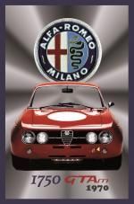 Plaque Métal Publicitaire Vintage "Alfa Roméo Milano 1750 GTA"