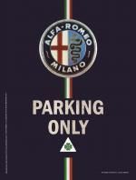 Plaque Métal Publicitaire Vintage "Alfa Roméo Parking Only"