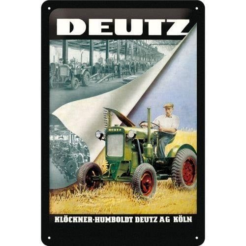 Plaque Métal Publicitaire  Vintage   " Tracteur Deutz"