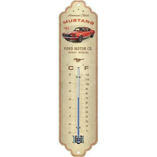 Thermomètre Publicitaire Vintage  en métal "Mustang"