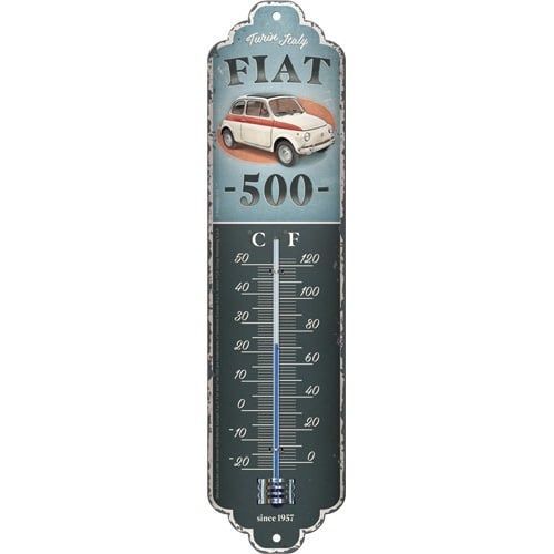 Thermomètre  Publicitaire Vintage en Métal " Fiat 500"