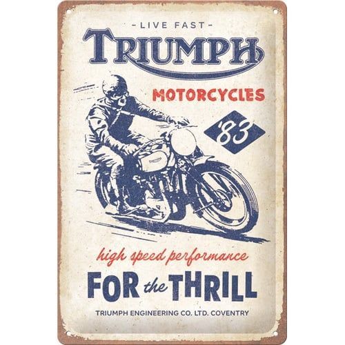 Plaque Publicitaire Vintage en Métal " Moto Triumph"