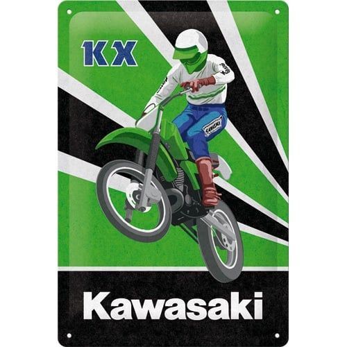 Plaque Métal  Publicitaire Vintage "KAWASAKI KX'