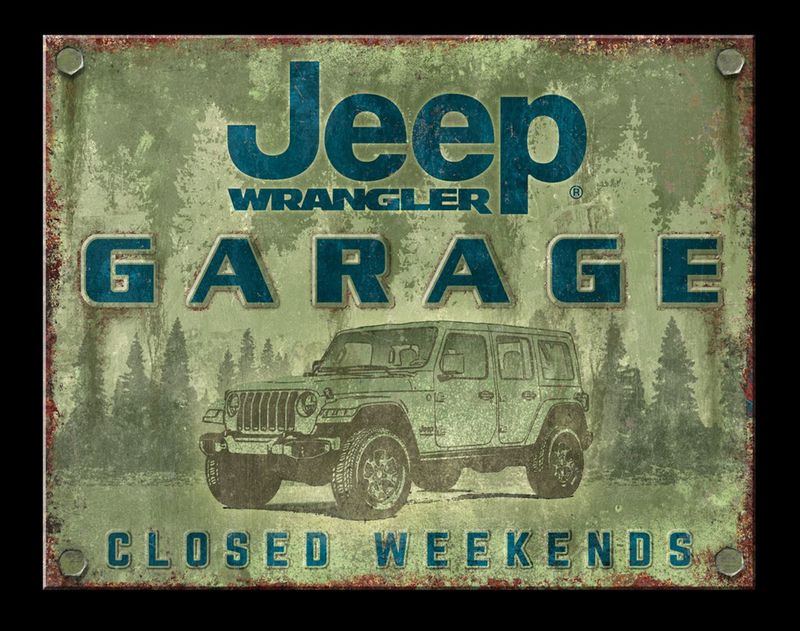 Plaque Publicitaire Vintage en Métal " JEEP Garage"