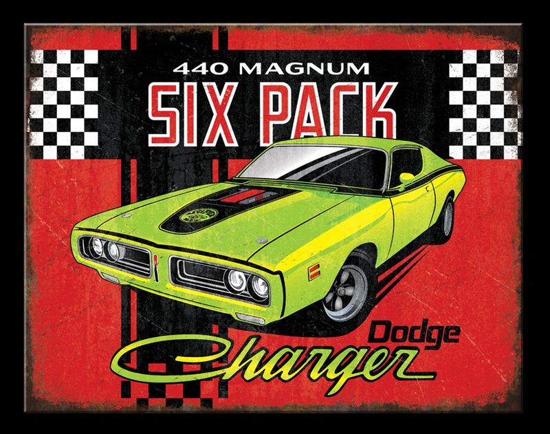 Plaque Publicitaire Vintage en Métal " Dodge Charger"