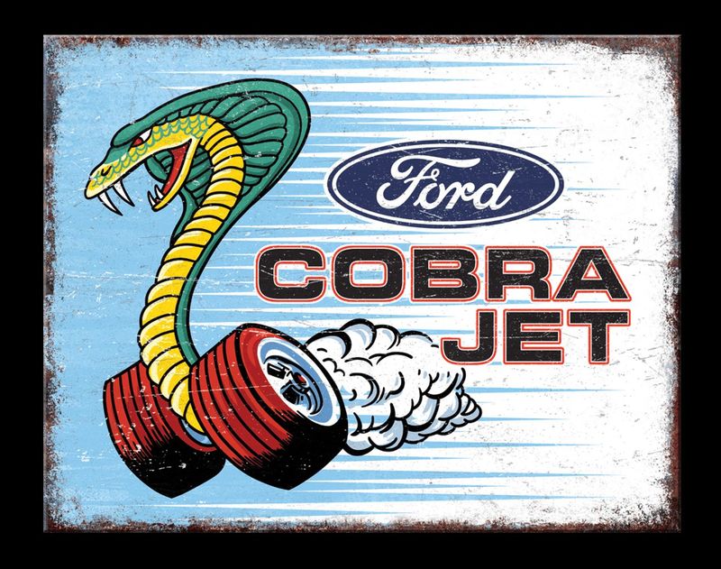 Plaque Métal Publicitaire Vintage " Ford Cobra Jet ""