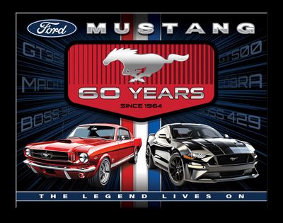 Plaque Métal Publicitaire Vintage " Mustang  60 Years "