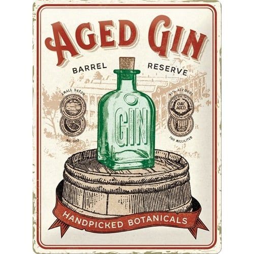 Plaque Publicité Vintage en Métal " Aged Gin "