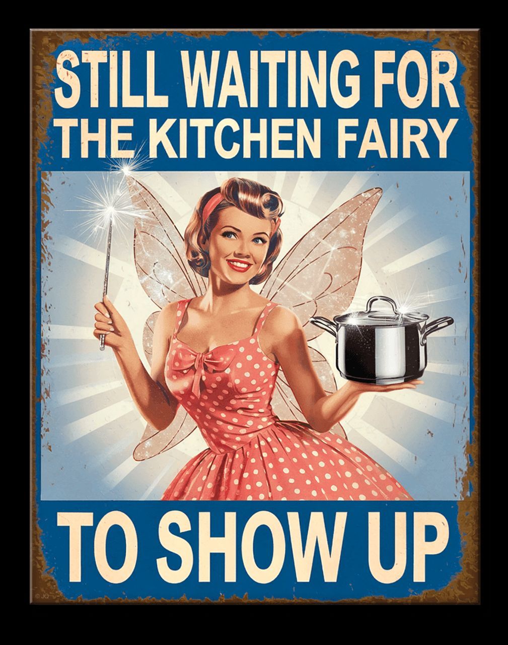 Plaque Métal Publicitaire Vintage   Pin Up   "Still Waiting"