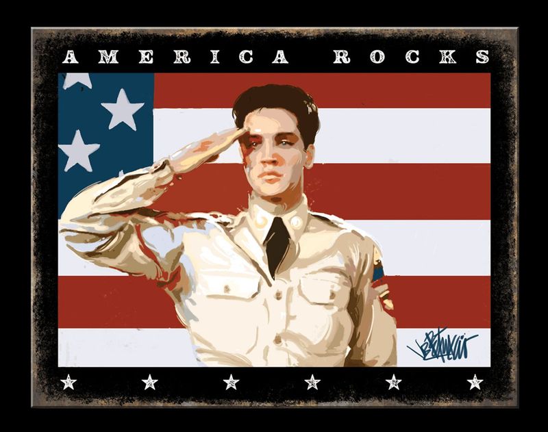 Plaque Métal Publicitaire Vintage  " Elvis Presley  America Rocks"