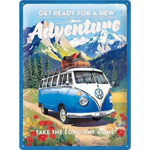 Plaque  Métal Publicitaire Vintage " VW Combi Adventure"