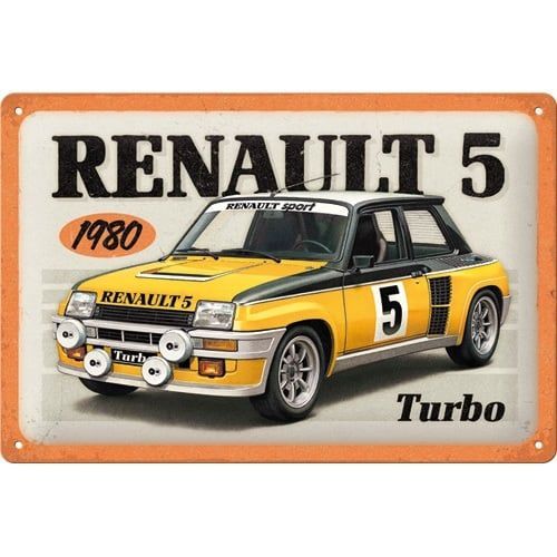 Plaque Métal Publicitaire Vintage "Renault R5 Turbo 1980"