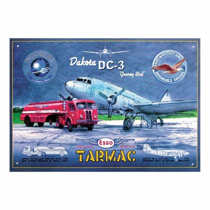 Plaque Métal Publicitaire Vintage "Esso Dakota DC "