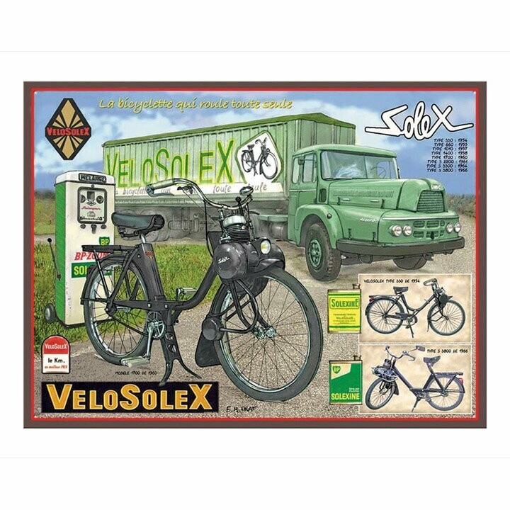 Plaque Métal Publicitaire  Vintage  "Vélosolex"