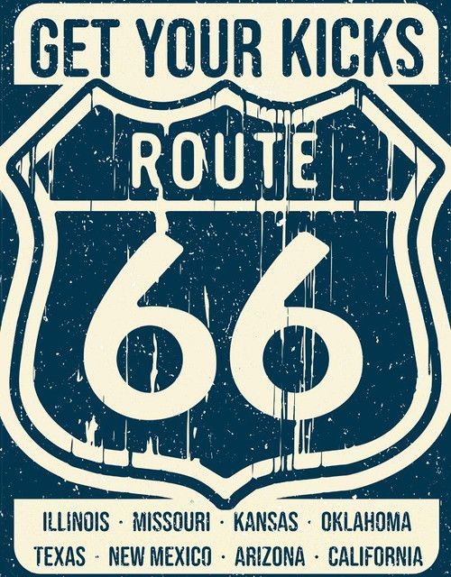 Plaque Métal Publicitaire Vintage  "  Route 66 "