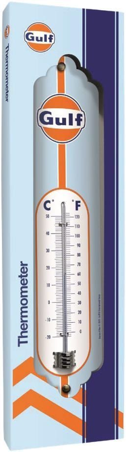 Thermomètre  Publicitaire Vintage en métal " GULF Logo 1963"