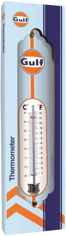 Thermomètre  Publicitaire Vintage en métal " GULF Logo 1963"