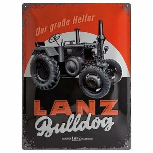 Plaque  Métal Publicitaire Vintage Tracteur "Lanz "