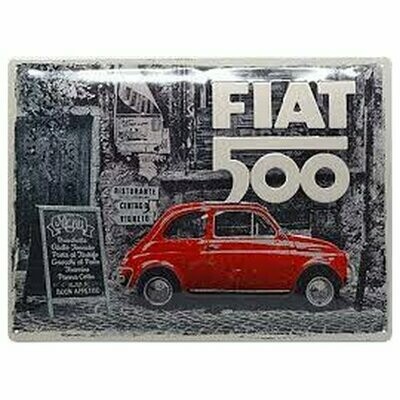 Plaque  Métal Publicitaire Vintage  "Fiat 500"