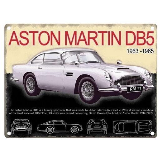 Plaque Métal Publicitaire Vintage " Aston Martin DB5 "