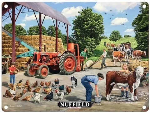 Plaque Métal Publicitaire Vintage Tracteur  "Nuffield"