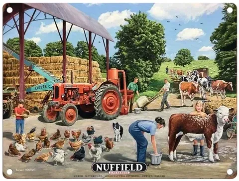 Plaque Métal Publicitaire Vintage Tracteur  "Nuffield"
