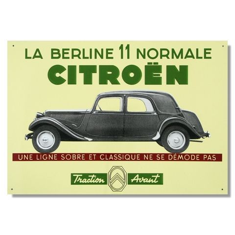 Plaque Métal Publicitaire Vintage "Traction Berline 11 Normale"