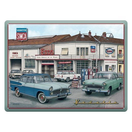 Paque Métal Publicitaire Vintage " Simca Vedette"