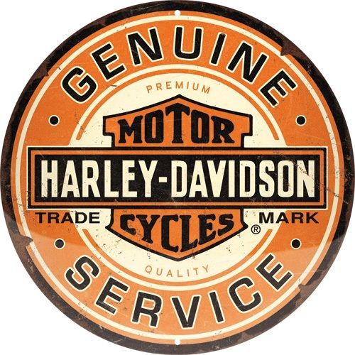 Plaque Ronde en Métal Embouti " Harley-Davidson"