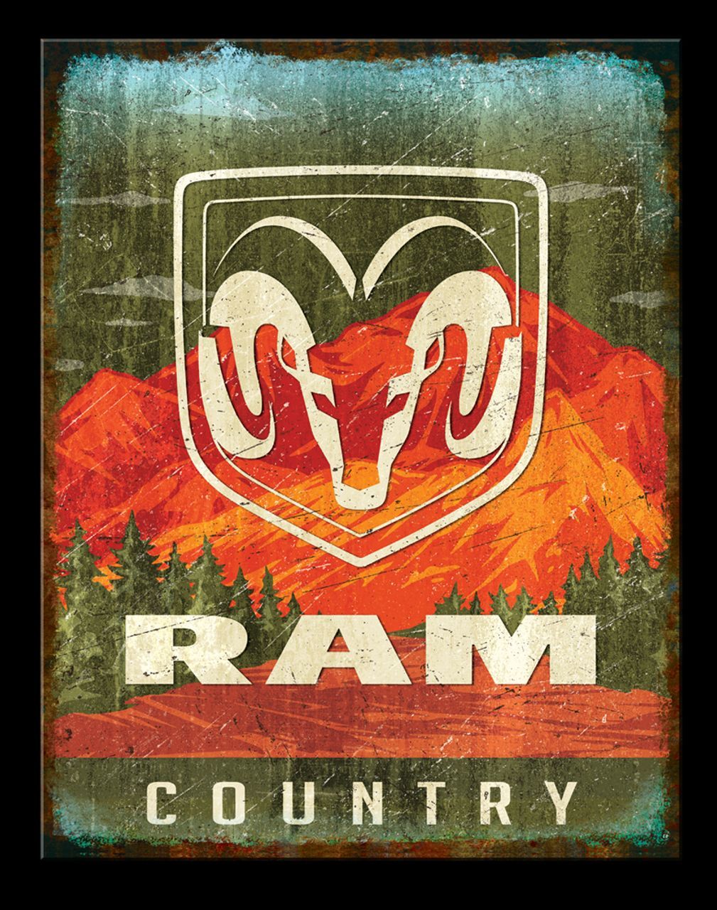 Plaque Publicitaire Vintage en Métal " Dodge RAM"