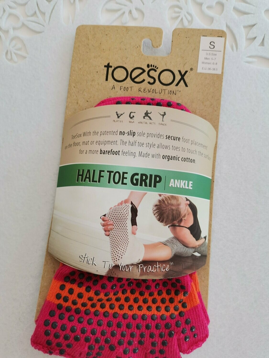 Toesox Ankle half toe Fuchsia Stripe