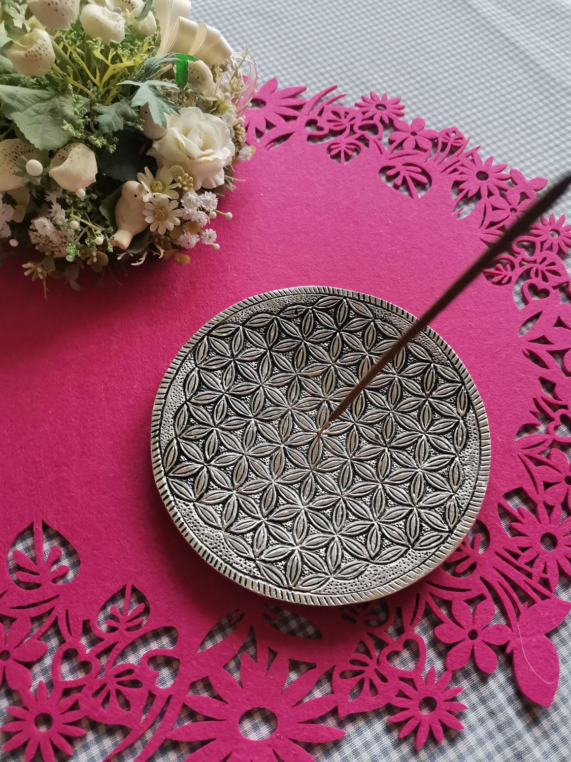 Räucherstäbchenhalter rund Blume des Lebens