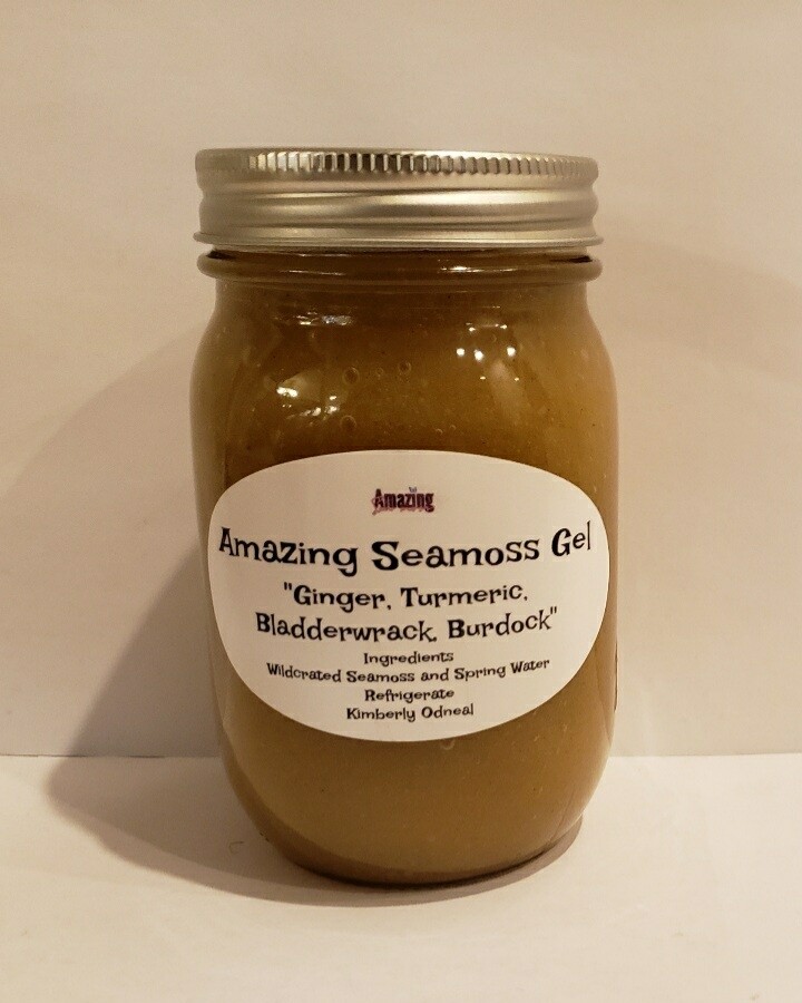 Elderberry, Echinacea, Ginger, Turmeric infused Seamoss Gel 16 oz