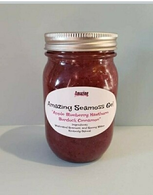 Apple Blueberry Hawthorn Burdock Cinnamon infused Seamoss Gel 16 oz